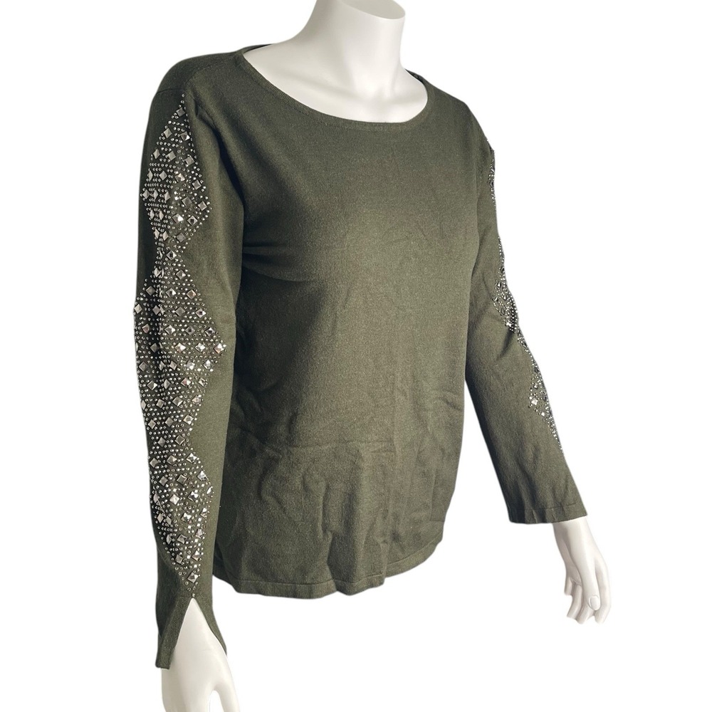 Vila‎ Milano Studded embellished sweater Green size Large Wool Blend